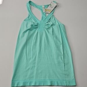 UNDER ARMOUR Women L UA Studio Perfectly Seamless Stripe Tank Top AQUA Large